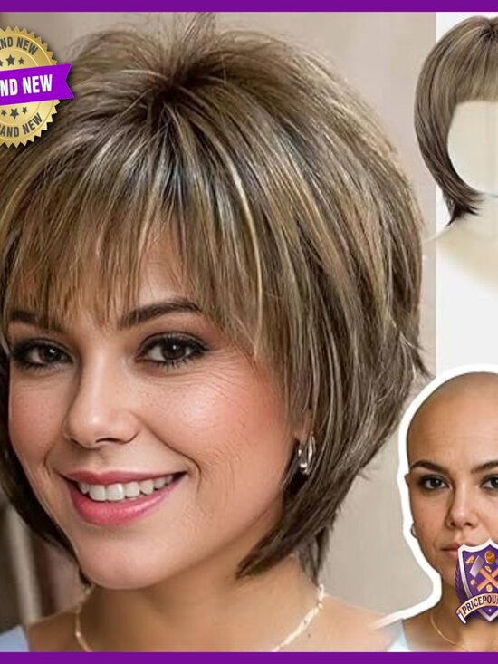 Short Layered Pixie Wig with Bangs, Heat-Resistant Synthetic Fiber, Adjustable main image 5